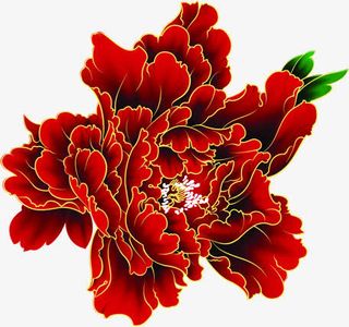 富贵花高档传统底纹免抠
