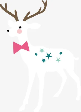 白色梅花鹿矢量图免抠