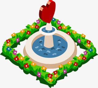 手绘颜料喷水池免抠