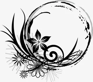 黑色植物框架免抠