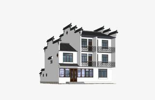 民俗风情房屋效果图免抠