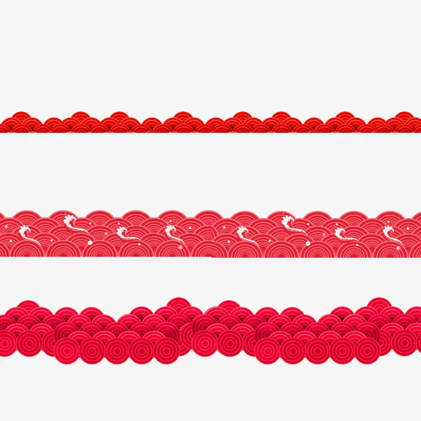 红色祥云装饰图案免抠