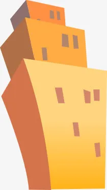 黄色卡通建筑物效果免抠
