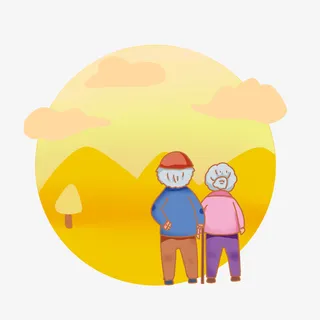 卡通重阳节老人远望装饰素材免抠