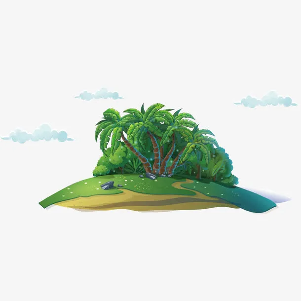 卡通绿色小岛免抠