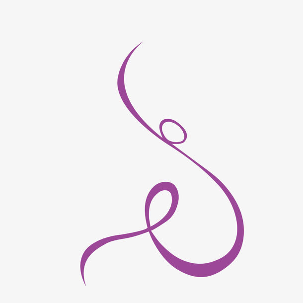 矢量紫色扭曲蜿蜒丝带曲线免抠