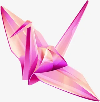 创意合成渐变质感紫色千纸鹤免抠