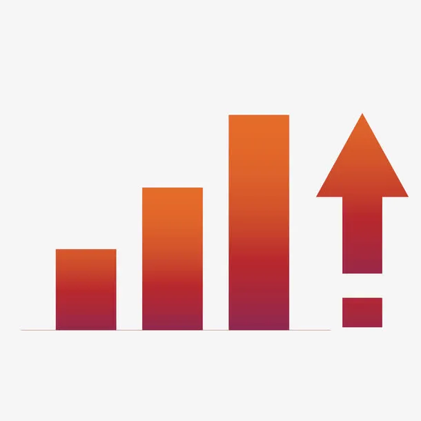 红色柱形图表免抠