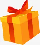 橙色礼物盒子 红色蝴蝶结丝带免抠漂浮其他元素