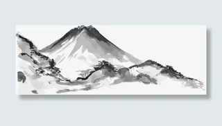 水墨画山川免抠