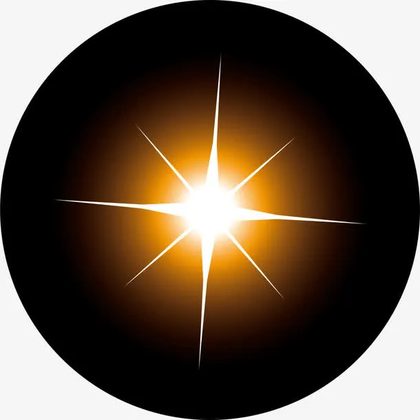 黄色闪耀光芒免抠