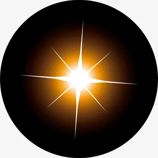 黄色闪耀光芒免抠