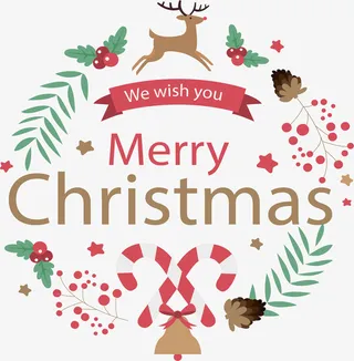 圣诞节快乐驯鹿边框免抠