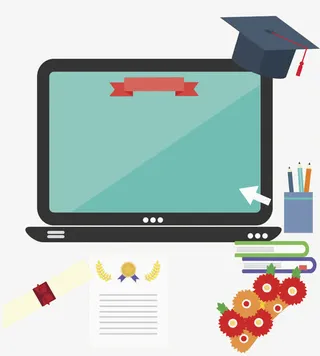 扁平风格绿色电脑免抠