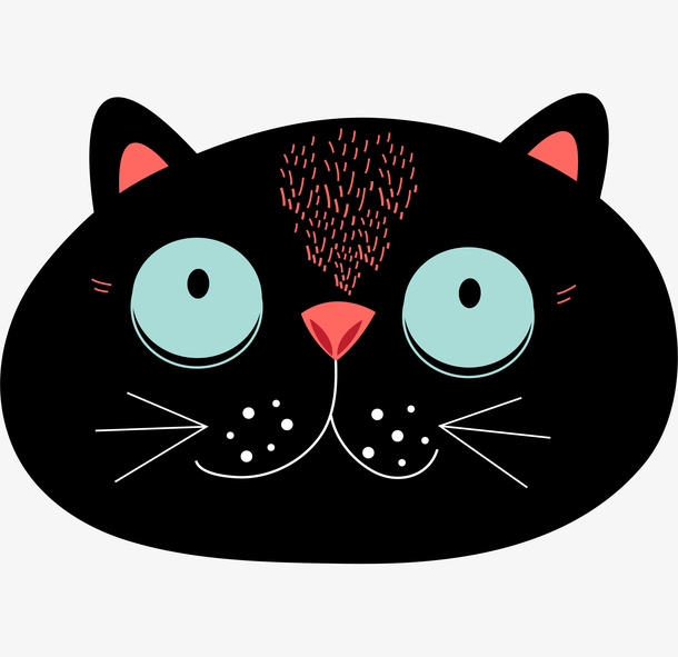 卡通手绘黑色的猫咪免抠