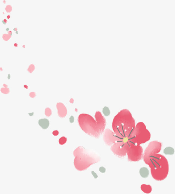 手绘粉色漂浮梅花装饰免抠