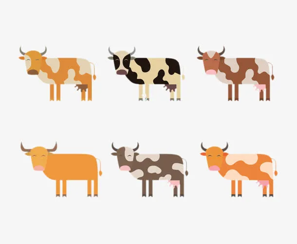 彩色小奶牛免抠