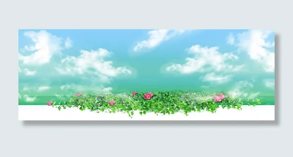 春季上新绿叶蓝天景色蓝banner高清