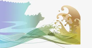 古韵，古建与流水的抽象结合免抠