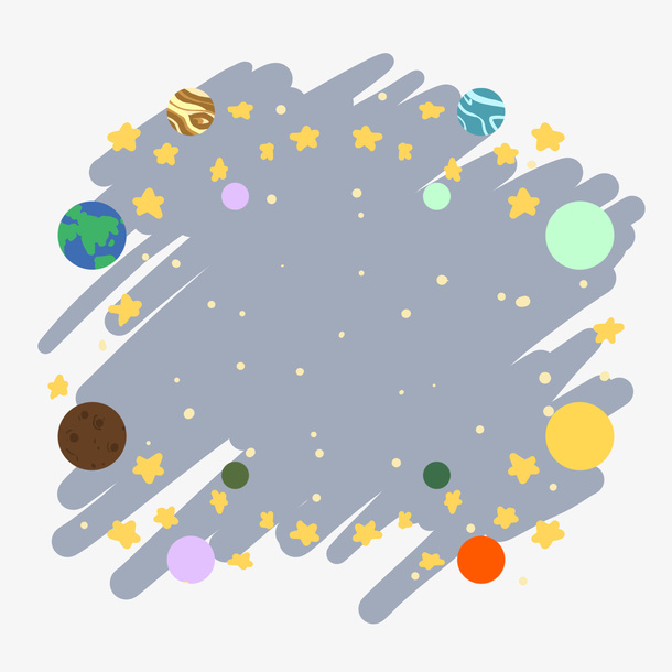太空星球创意边框傻免抠