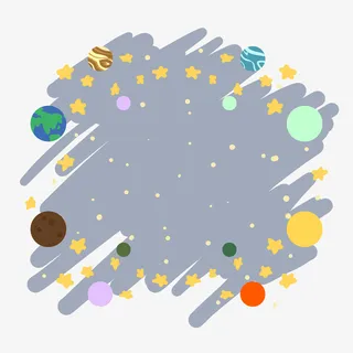 太空星球创意边框傻免抠