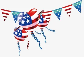 精美的爱心美国国旗气球免抠