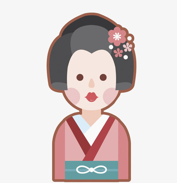 手绘漂亮日本女人免抠