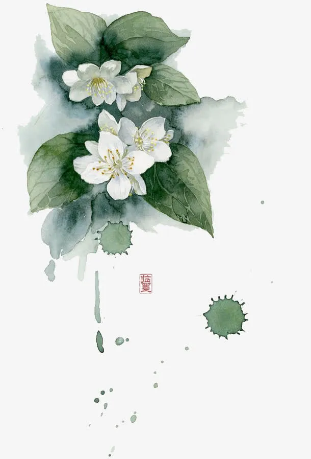 水彩荷花免抠