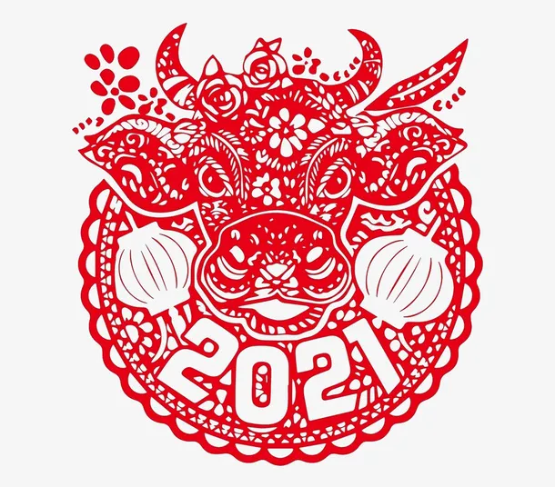 年牛年窗花剪纸图片免抠