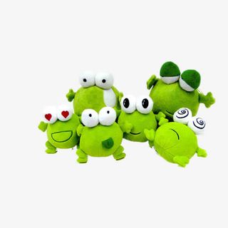 六只绿色毛绒青蛙免抠