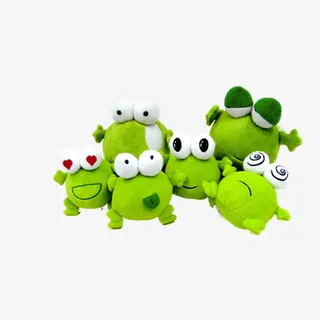 六只绿色毛绒青蛙免抠