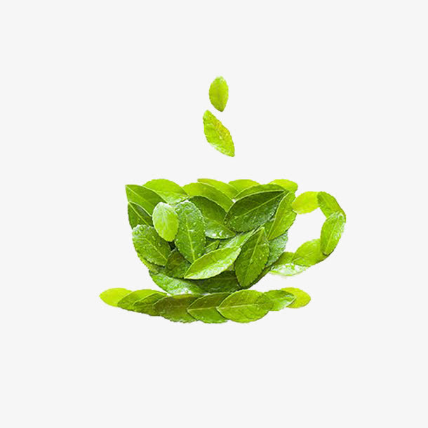 绿茶植物绿色茶杯免抠