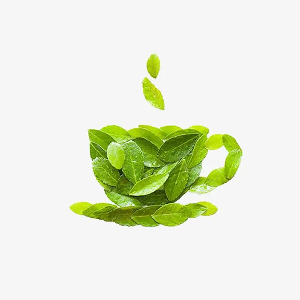 绿茶植物绿色茶杯免抠