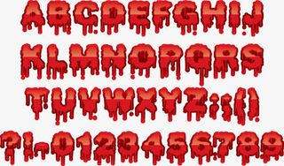 英文字母和数字滴血的艺术字免抠