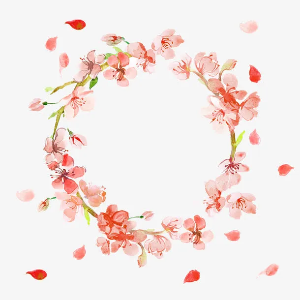 水彩花环免抠