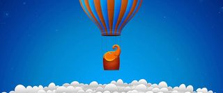 蓝色热气球背景高清