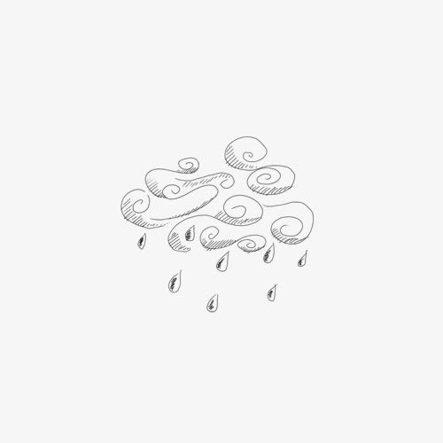 手绘的阴雨天免抠