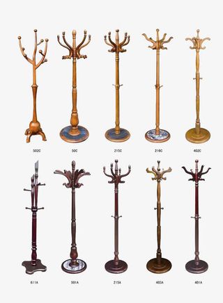 实木多种衣帽架免抠