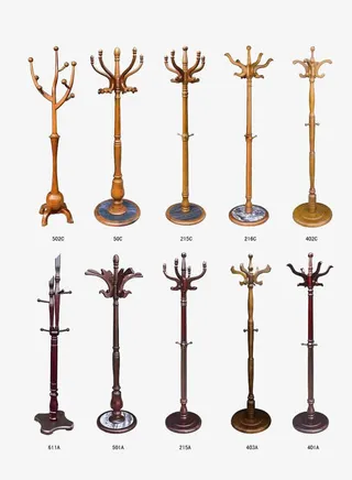 实木多种衣帽架免抠