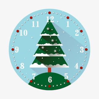 唯美清新小雪松创意钟面免抠