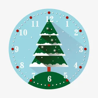 唯美清新小雪松创意钟面免抠