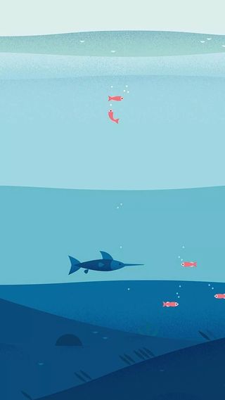 手绘蓝色卡通海洋H5背景高清