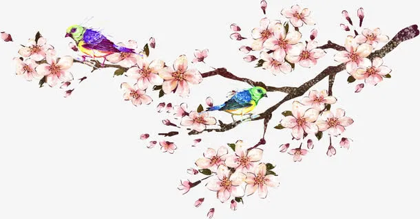 春天盛开的桃花免抠