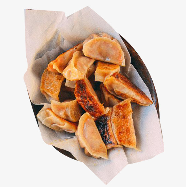 吸油纸上的锅贴素材免抠