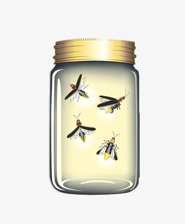 卡通瓶子萤火虫免抠