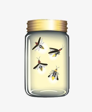 卡通瓶子萤火虫免抠