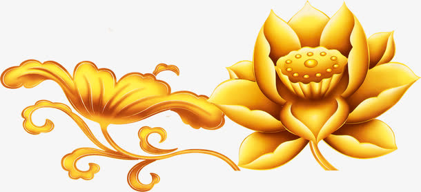 金色莲花盛开的素材免抠漂浮其他元素