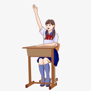 上课举手回答问题的小女孩免抠
