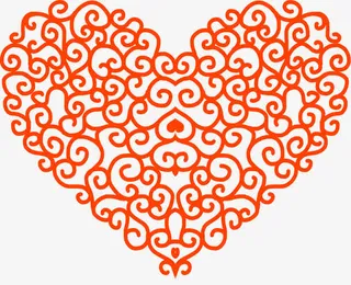 中国风剪纸爱心免抠