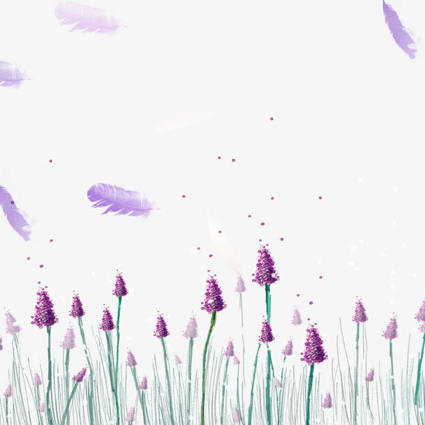 卡通紫色薰衣草花海免抠